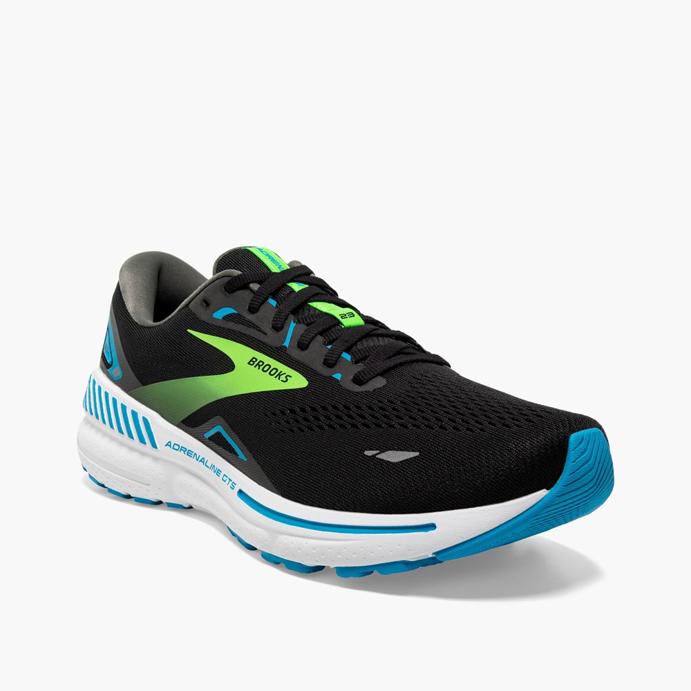 Chaussures Running Route Brooks Adrenaline GTS 23 Noir Vert Homme | EGF-3410233